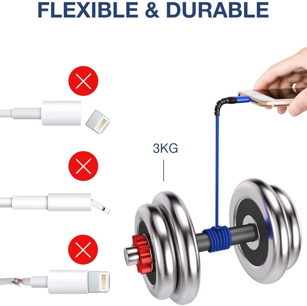 JSAUX Lightning iPhone Charger Cable, 2Pack [Apple MFi Certified] 1.8M