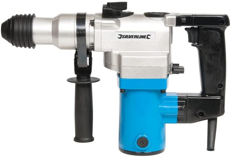Silverline DIY 850W SDS Plus Hammer Drill, Heavy-Duty Rotary Hammer, Impact Drill, Concrete Drill, Blue/Grey, Model 633821 - Image 2