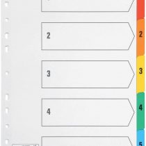 5 Star Office Index 150gsm Card with Coloured Mylar Tabs 1-5 A4 White