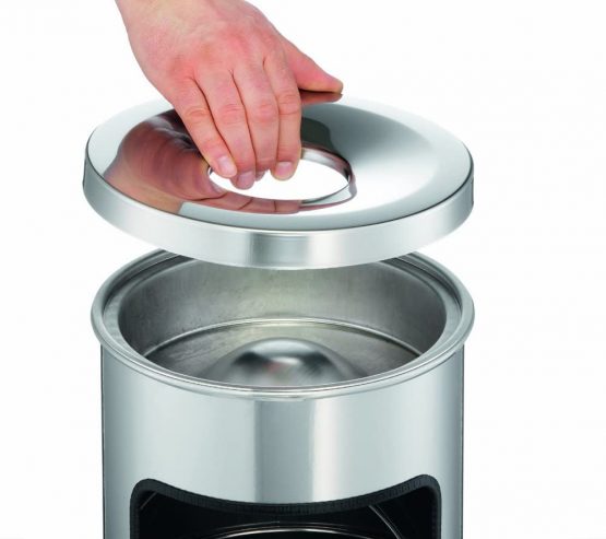 Durable Metal Round Waste Bin Charcoal with Ashtray Top | Bin Capacity 17 Litres | Ashtray Capacity 2 Litres | Ideal for Sheltered Outdoor Areas Such As Smoking Areas - Image 3