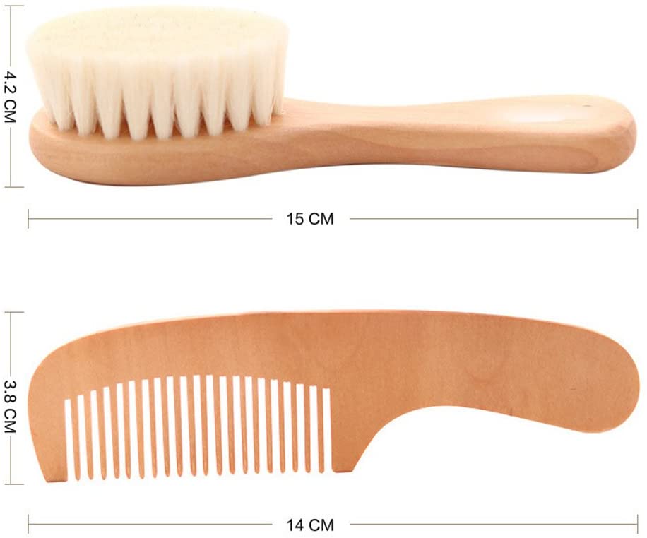 TAMUME Easy Grip Soft Goat Hair Baby Brush and Comb Set, Organic Wooden Brush Massager, Natural Wooden Hair Comb (Brush Set) - Image 4