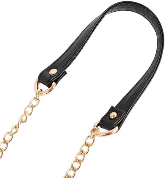 kilofly 2pc Gold Plated Faux Leather Removable Clutch Chain Shoulder Straps Set - Image 3