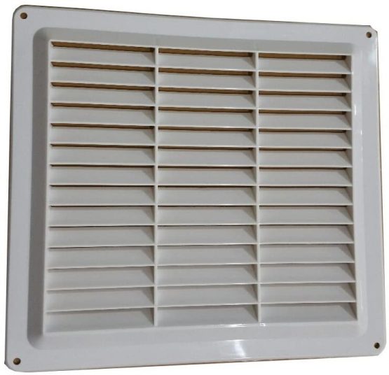 Merriway BH03798 9 x 9 inch Fixed Louvre 9 Inch x 9 Inch Louvered Air Grille Aperture 230 x 206mm, White Plastic