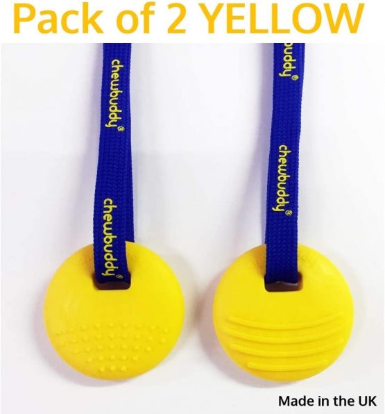 Sensory Direct Chewbuddy Disc & Lanyard - Pack of 2, Sensory Toy for a Fidget, Chew or Teething Aid | For Kids, Adults, Autism, ADHD, ASD, SPD, Oral Motor or Anxiety Needs | Yellow - Image 2