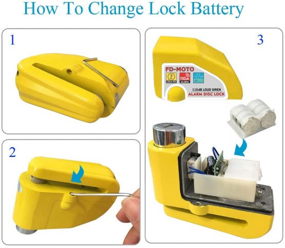 FD-MOTO 110dB Alarm Disc Brake Lock + Free Carry Pouch and 1.5M Reminder Cable Anti-Theft Motorcycle Motorbike Security Lock - Image 3
