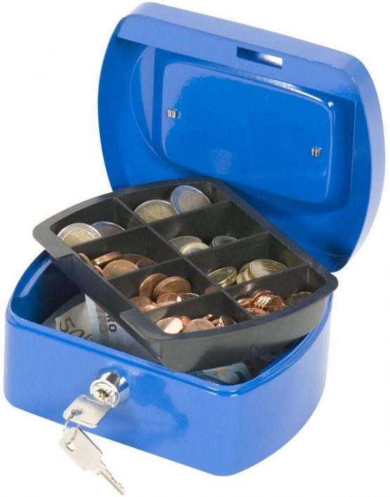 Q Connect 6 inch Cash Box - Blue