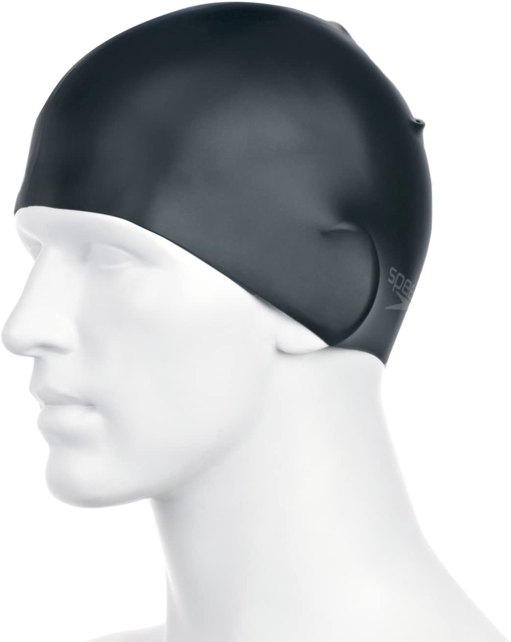 Speedo Unisex-Adult Plain Moulded Silicone Swimming Cap, Black - Image 2
