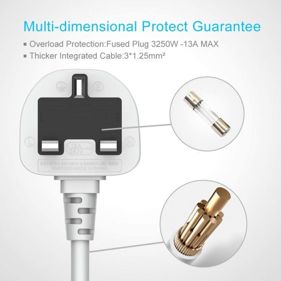 Hulker Power Strips with USB ports 3 Way Outlets 6 USB Ports Surge Protection Power Strip Power Socket with 2M Bold Extension cord Smart USB charger Power UK Socket - Image 2