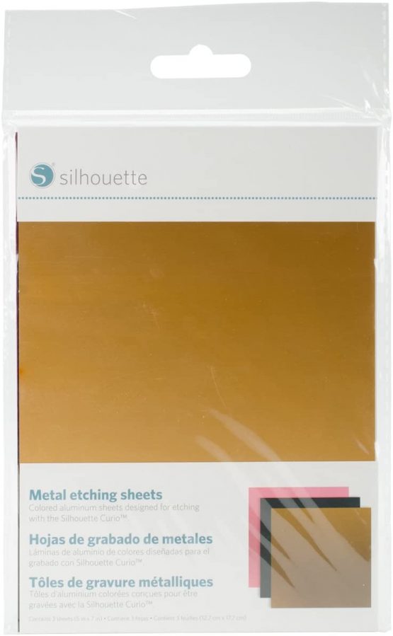 Silhouette Blk/Gld/Pk-Metal Etching Sheets, Acrylic, Multicolour, 12.95x17.78x0.25 cm