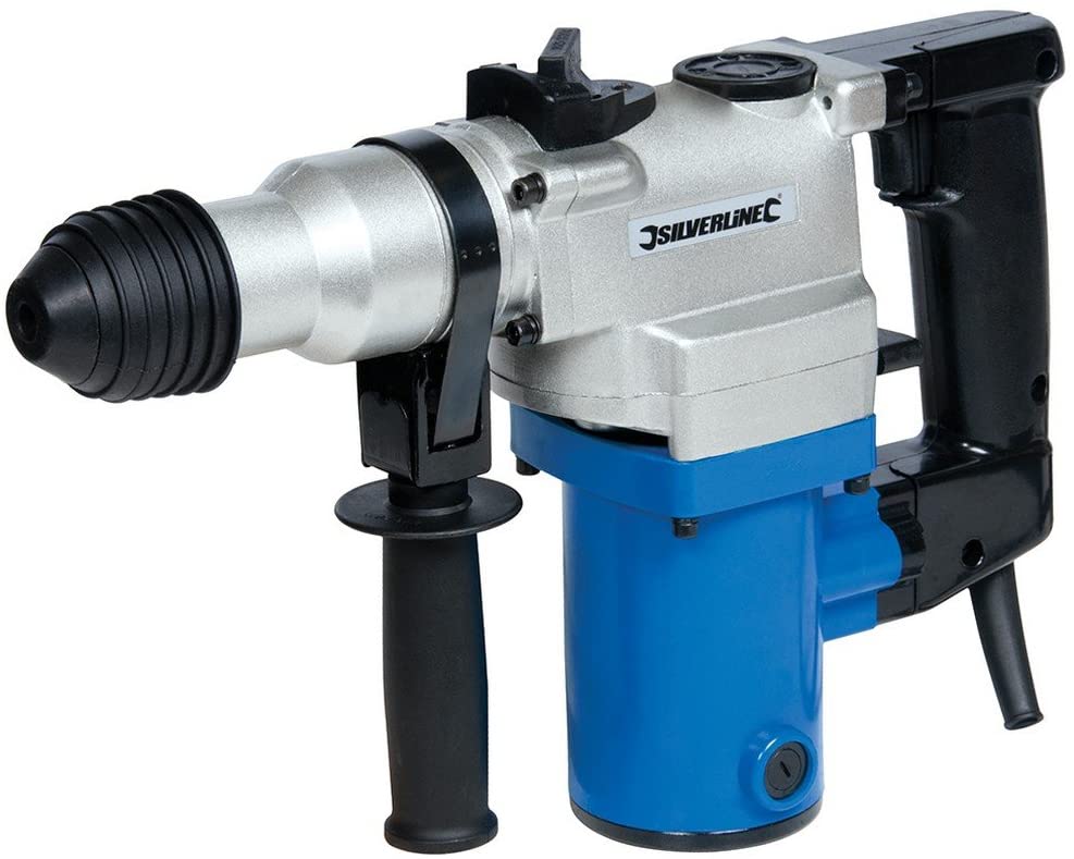 Silverline DIY 850W SDS Plus Hammer Drill, Heavy-Duty Rotary Hammer, Impact Drill, Concrete Drill, Blue/Grey, Model 633821