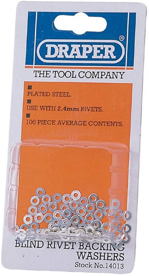 Draper 14013 Rivet 2.4 mm Backing Washers, Blue, 2.4mm