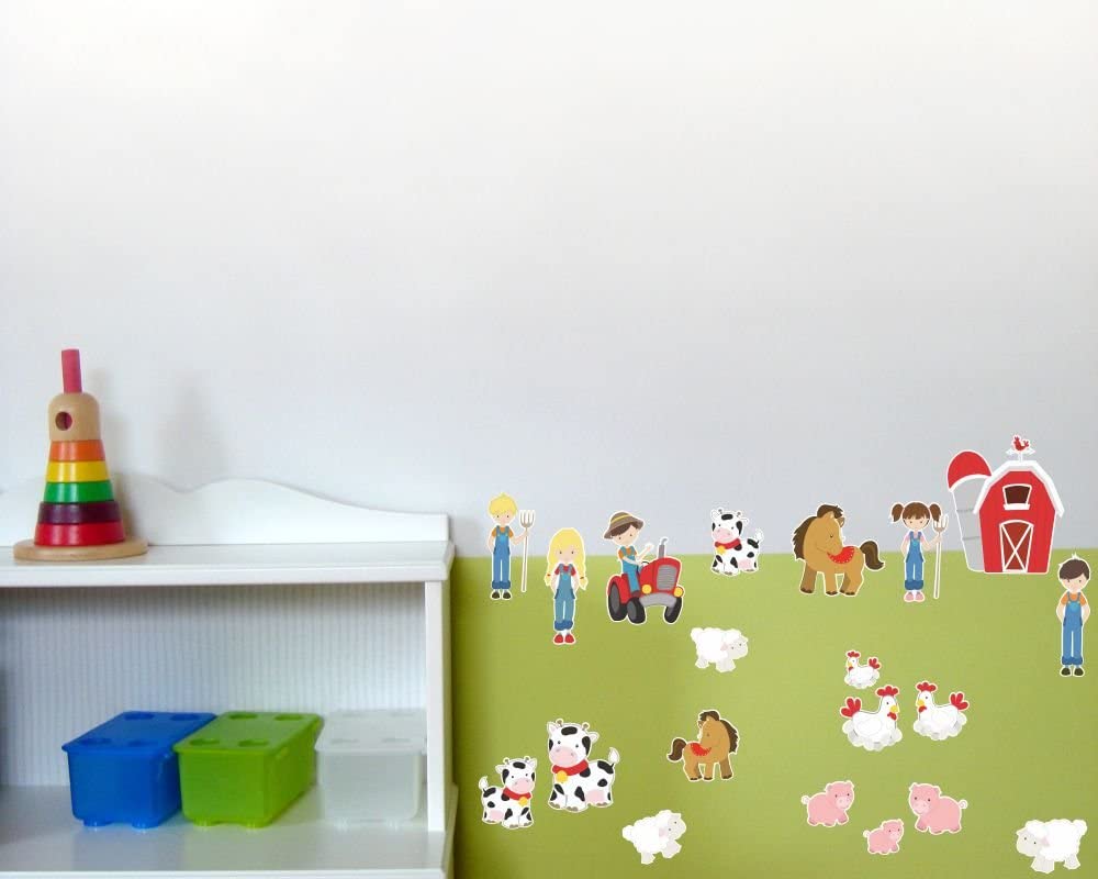 Samunshi® Wall Tattoo Set 20 Piece Farm Pig Cow Horse Wallpaper Trecker Baby Room, multicoloured, 2x 21x34cm - Image 3