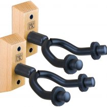 H&S Guitar Wall Mount Display Bracket Guitar Hanger Hook Holder Keeper Wall Mounted Hanging Stand Wooden Wood Base for Bass Electric Acoustic Guitar - 2 Pack