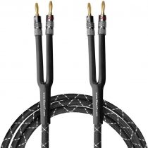 GearIT 14AWG Premium Heavy Duty Braided Speaker Wire (15 Feet) with Dual Gold Plated Banana Plug Tips - Oxygen-Free Copper (OFC) Construction, Black