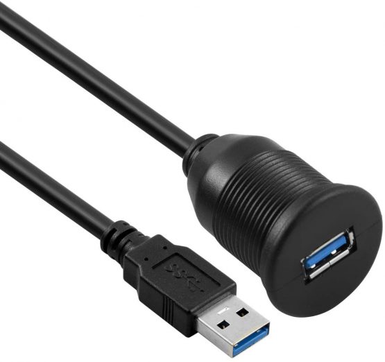 baolongking USB Panel Flush Mount Cable - 1Meter 3.3ft USB 3.0 Extension Dash Flush Mount Cable, Panel Mount Cable, For Car, Boat, Motorcycle