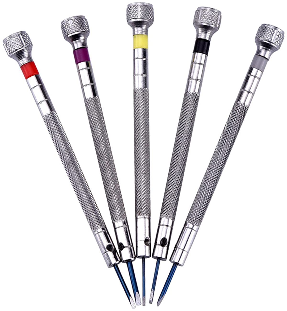 5 Pieces Watchmakers Jewelers Screwdrivers Set with 5 Replacement Tips