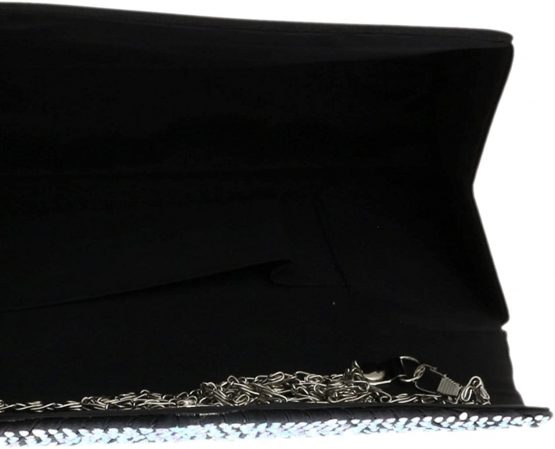 Girly HandBags Pleated Satin Clutch Bag Diamante Shoulder Chain Elegant Prom Wedding Evening - Image 4