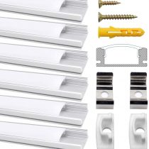 Chesbung 6 Pack 1Meter/3.3ft V-Shape Led Aluminum Channel, Led Aluminum Profile with Cover. LED Channels and Diffusers with End Caps and Mounting Clips