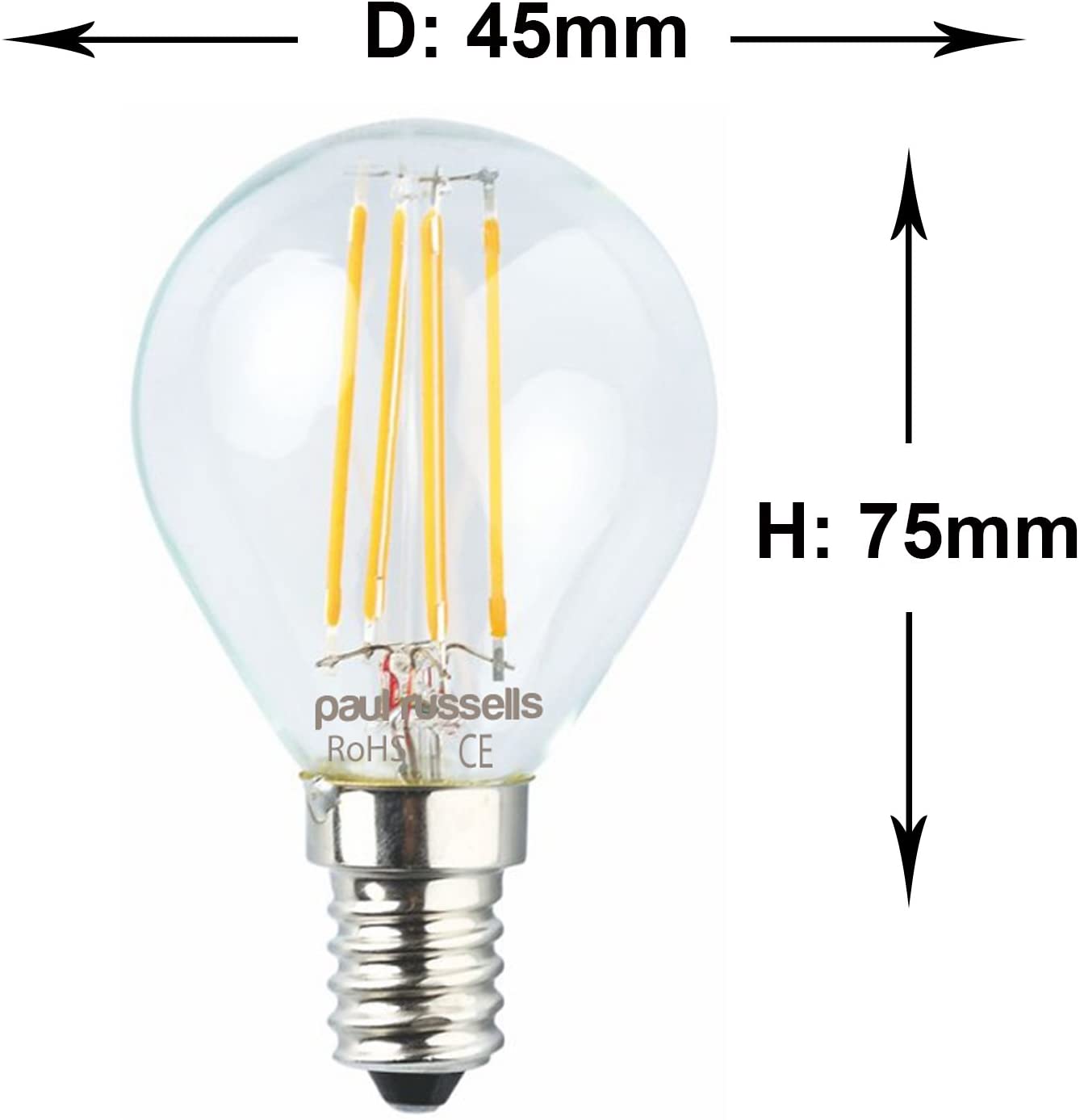 Paul russells LED Filament Golf Ball Light Small Edison Screw E14, 40w Equivalent G45 Bulb - Image 2
