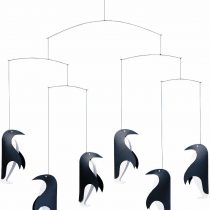 Flensted Penguin Talk Mobile, Steel, Black/White, 44 x 48 cm