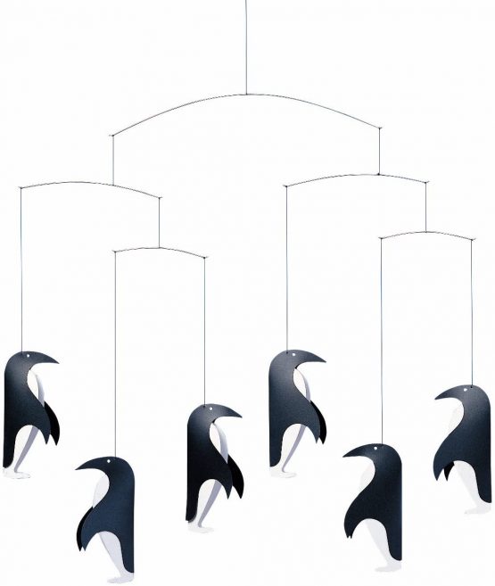Flensted Penguin Talk Mobile, Steel, Black/White, 44 x 48 cm