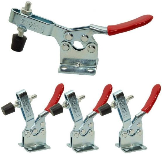 IMAGINE 4Pcs Hand Tool Toggle Clamp 201B 198lbs Antislip Red Horizontal Clamp Quick Release Tool (201-B)