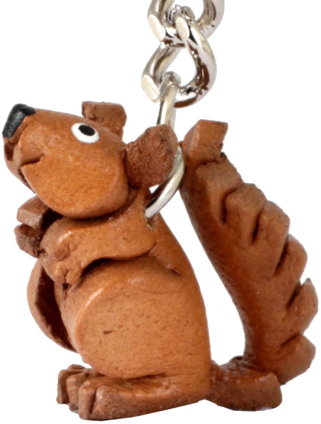MONKIMAU Leather Keyring Squirrel, Brown