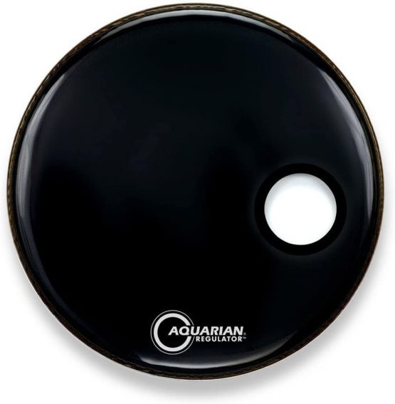 Aquarian Regulator 22-inch Small Port Hole Bass Drum Head - Black