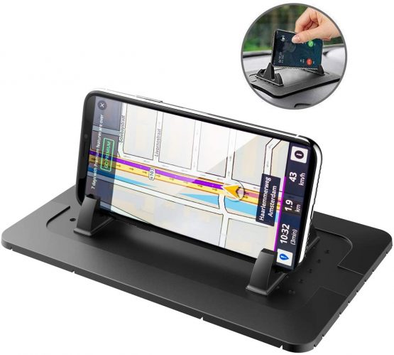 Daite Dashboard Car Phone Mount Holder Non-slip Silicone Pad Dash Mat Cell Phone Holder for iPhone 12/11/XS/XR/X/8/7/6/5 Plus tablet ipad Samsung S8/S7/S6 Smartphone GPS holder (Black)