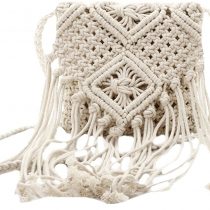 Millya Fringe Tassel Crossbody Shoulder Bag Straw Woven Handmade Boho Beach Travel Handbag for Women