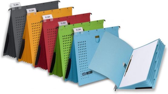 ELBA Chic Ultimate 100333016 Suspension File Pack of 5 Recycled Cardboard for DIN A4 with 5 Dividers and Binding Inner Pocket on The Back in Anthracite - Image 4