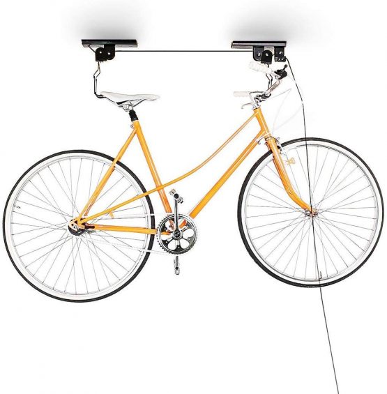 Relaxdays Bicycle Garage Storage Rack, Bike Lifter, up to 20kg, Ceiling Holder, Black