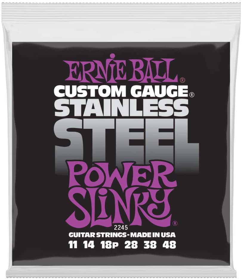 Ernie Ball Power Slinky Stainless Steel Wound Electric Guitar Strings - 11-48 Gauge