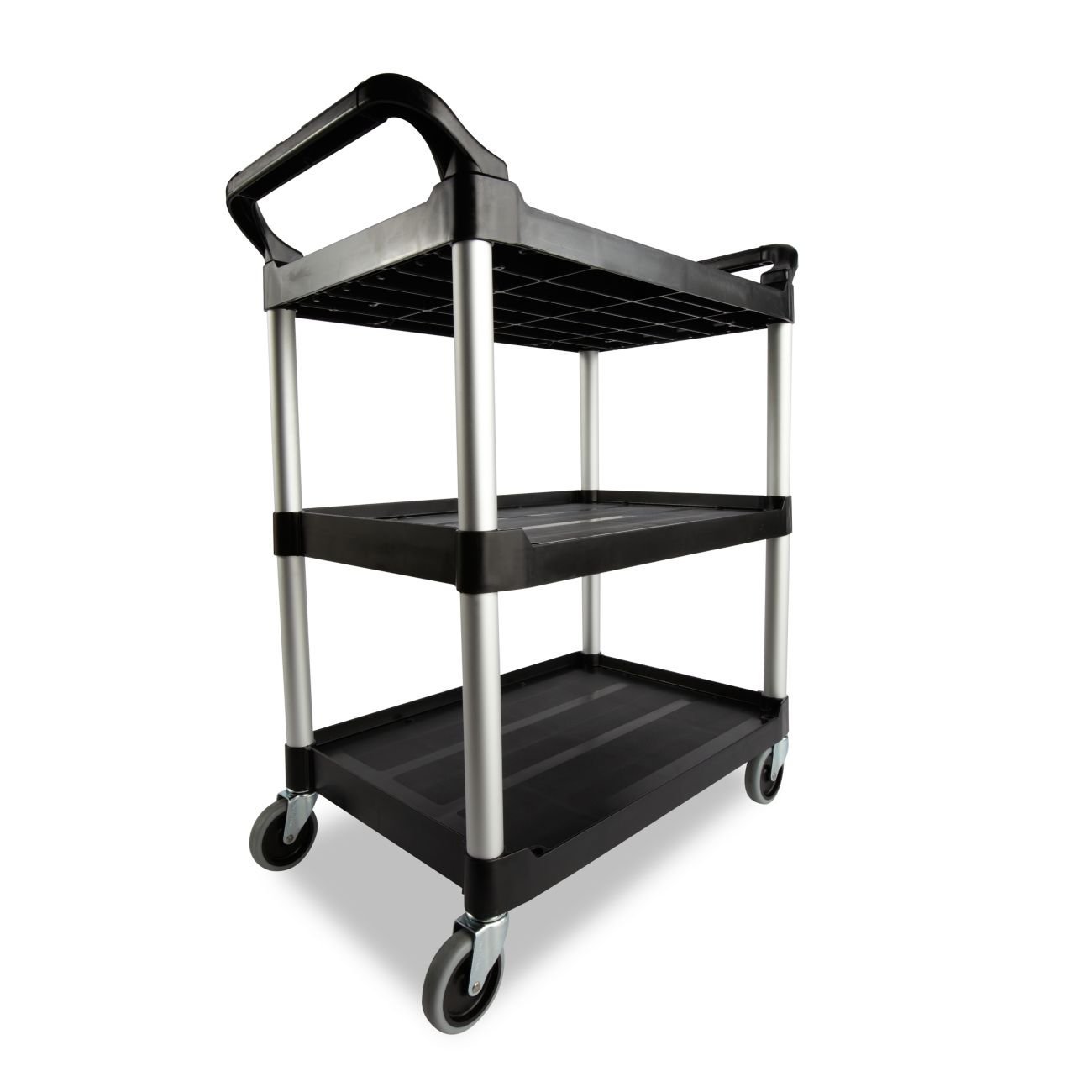 Rubbermaid Commercial Utility Cart 3 Shelve Service Cart - Black, 959(h) x 854(w) x 473(d)mm - Image 2