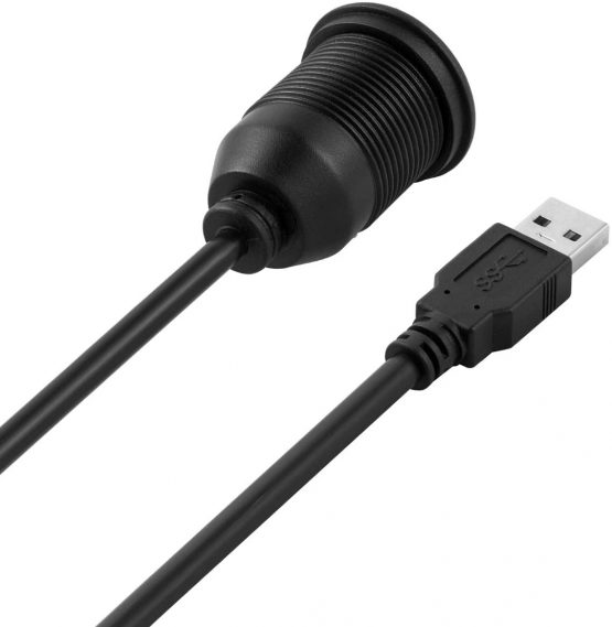 baolongking USB Panel Flush Mount Cable - 1Meter 3.3ft USB 3.0 Extension Dash Flush Mount Cable, Panel Mount Cable, For Car, Boat, Motorcycle - Image 3