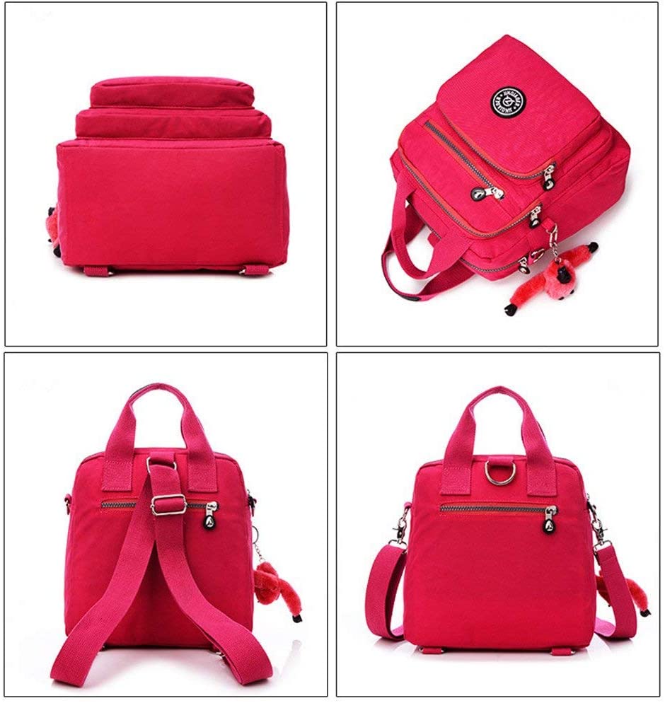 Girls Multifunction Waterproof Nylon Top Handle Handbag Crossbody Satchel Purse Backpack Cute Multi-pocket Zipper Travel Backpack Tote (NO-6) - Image 3