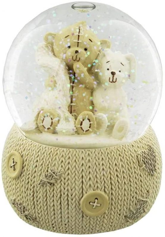 Button Corner Teddy Resin Snow Globe in Gift Box