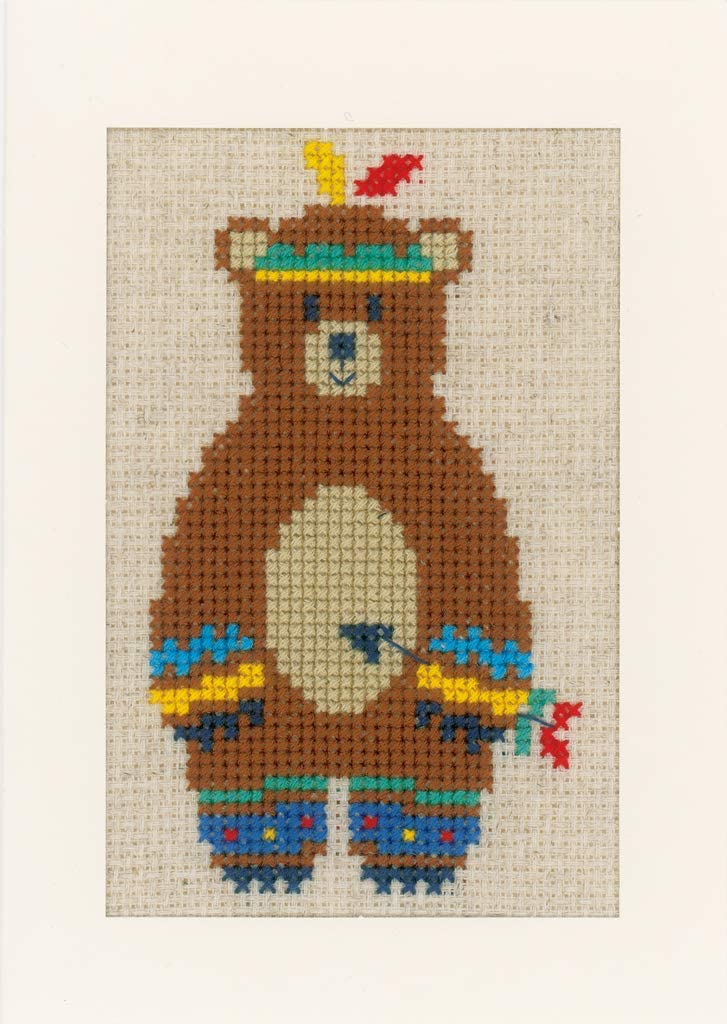 Vervaco Counted Cross Stitch Kit: Cards: LIEF Indian Bear: Set of 3, Acrylic, NA, 10.5 x 15cm, N\a - Image 3