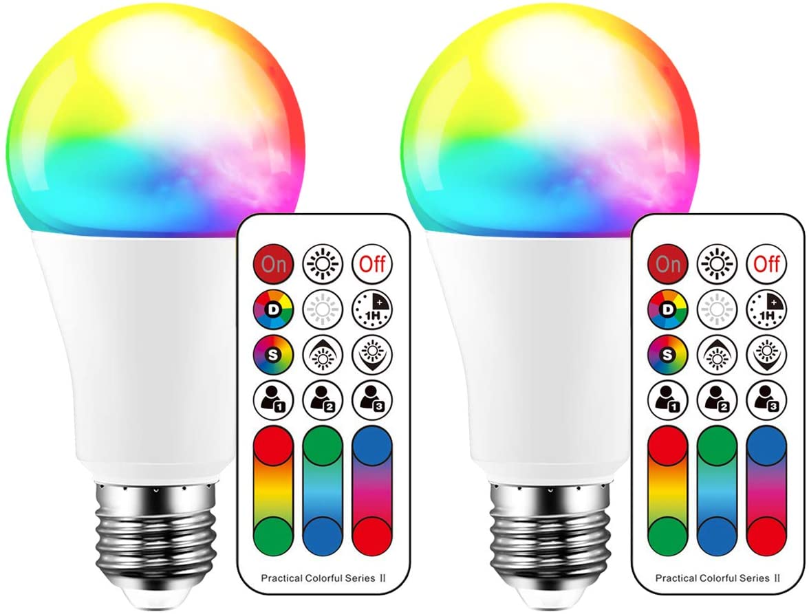 iLC LED Light Bulbs Colour Changing 10W E27 Edison Screw RGBW Lights, RGB Warm Coloured, 120 Color Choices