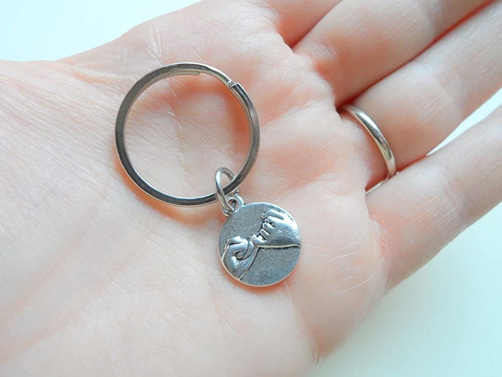 JewelryEveryday Double Pinky Promise Charm Keychains; Couple Keychains, Promise Gift, Silver - Image 3