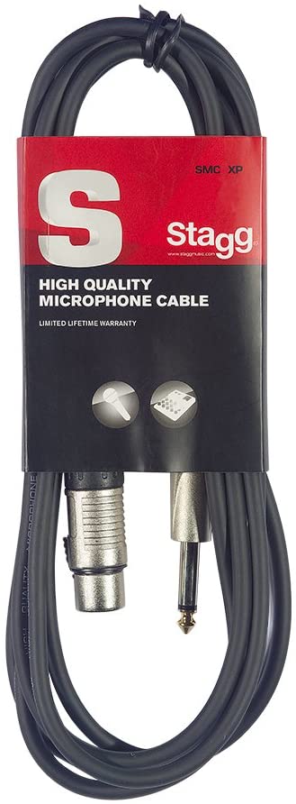 Stagg SMC6 6 metre standard microphone cable, Black, 6m