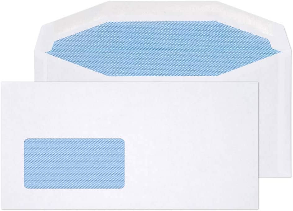 Blake Purely Everyday DL+ 114 x 229 mm 80gsm Mailer Gummed Low Window Envelopes (3504) White - Pack of 1000