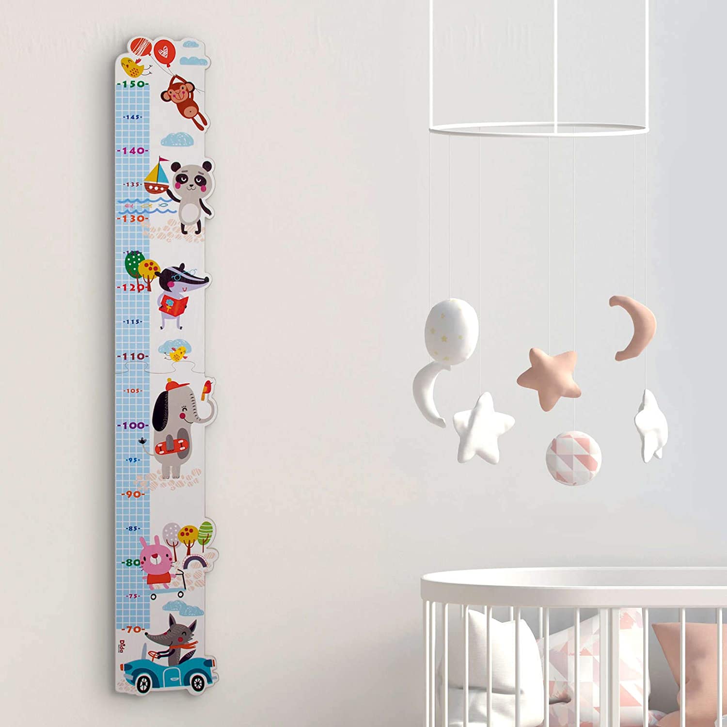 Dida Wooden Wall Meter with Cheerful Animals for Room Decor and Measuring Height of Children - 800g - Image 4