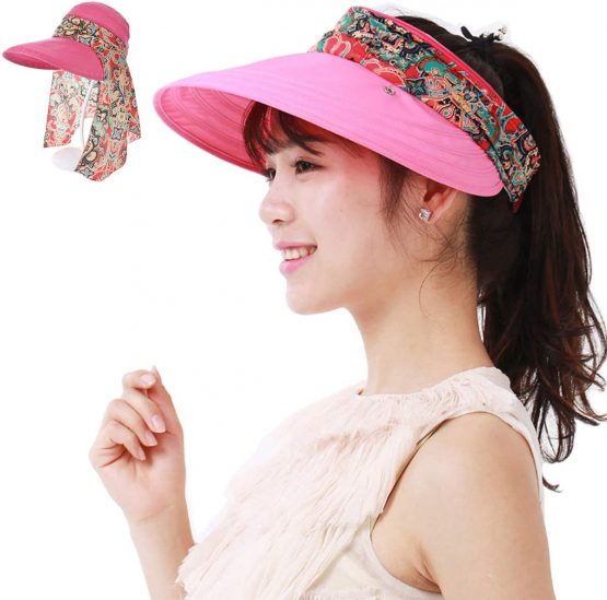 KXF Paciffico Women 2 in 1 Foldable Sun Hat With Neck Flap Breathable Quick Dry 360°Protection Outdoor Sports Visor Large Brim UV Sun Protection UPF 50+ Beach Fishing Hat - Image 2