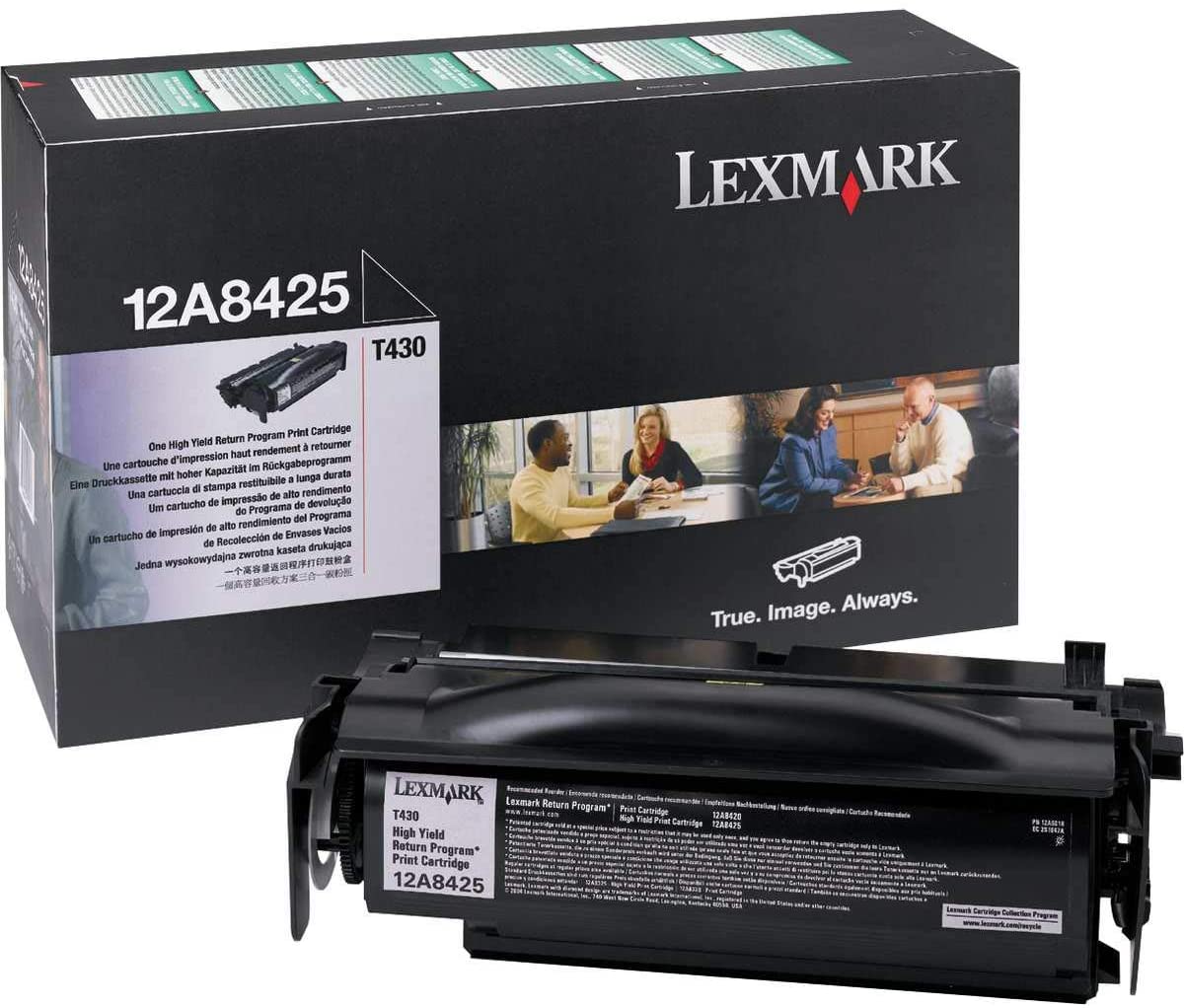Lexmark 12A8425 T430 T430D T430DN Optra laser black printer toner print cartridge High Yield 0012A8425, 1 Pack