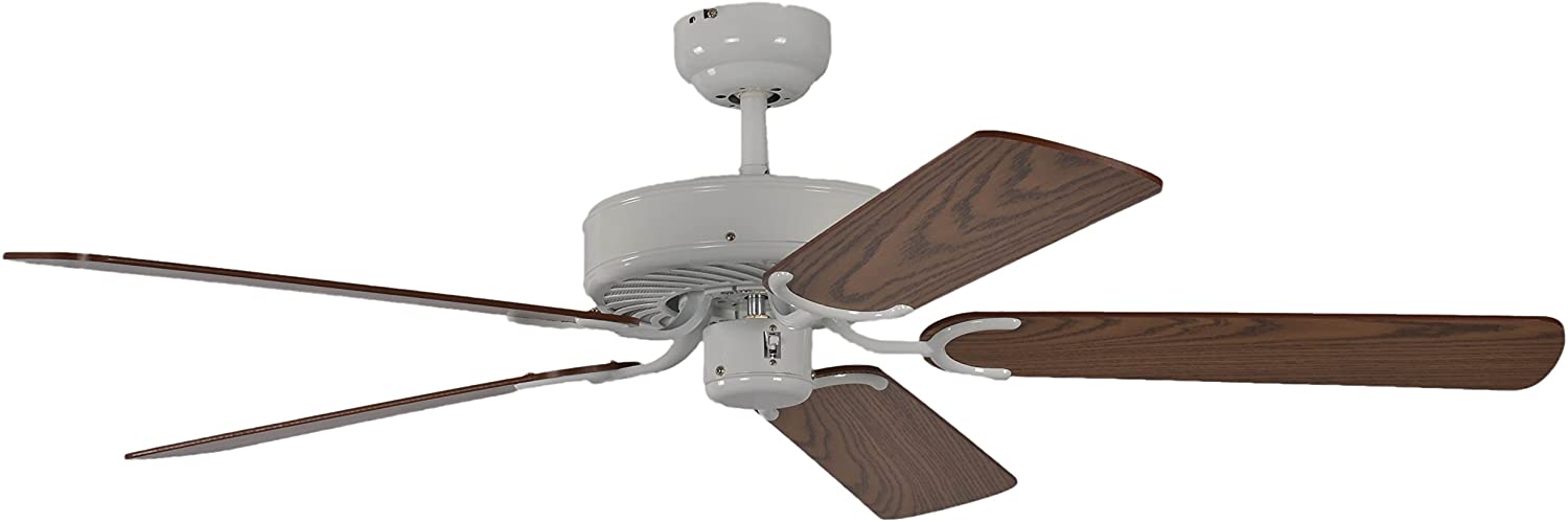 Potkuri 52 Inch   132 Cm Ceiling Fan Without Lights In White With Pull 