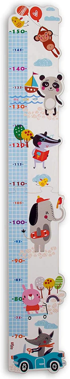 Dida Wooden Wall Meter with Cheerful Animals for Room Decor and Measuring Height of Children - 800g