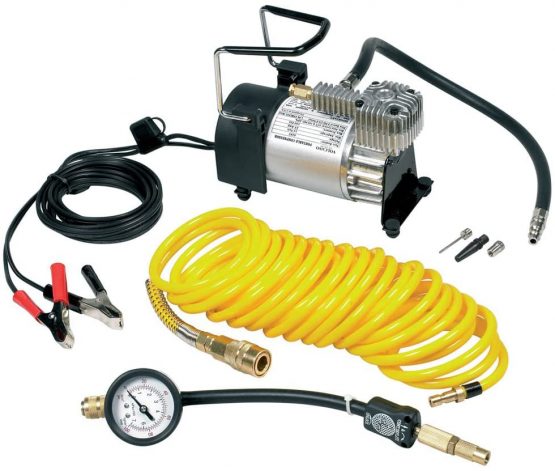 Ring RAC900 Heavy Duty Tyre Inflator, Air Compressor with 7m extendable airline, brass connector and storage bag