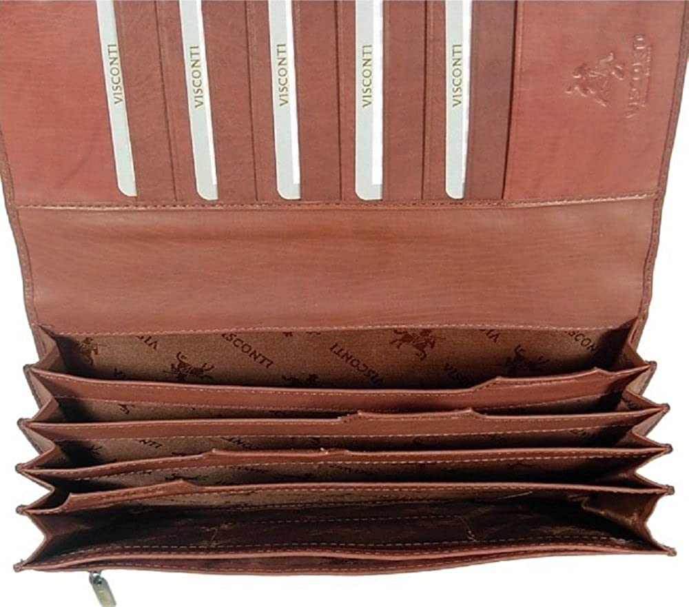 New large Visconti soft brown leather RFID anti fraud passport travel wallet organiser bag style 1179(Size: 23 X 12 X 3cm) - Image 3