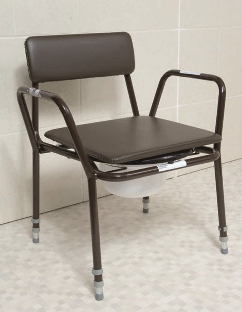NRS Healthcare Extra Low Commode - Adjustable Height, Brown, H:48.8 x W:54.8 x D:80.2 cm - Image 2